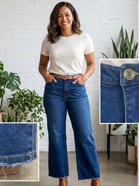 La Joie High Rise Flare Jeans Blue Stretch Raw Hem Women's Size 10